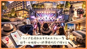 ライブ会場別おすすめホテル一覧｜徒歩・女性安心・終演後対応で探せる